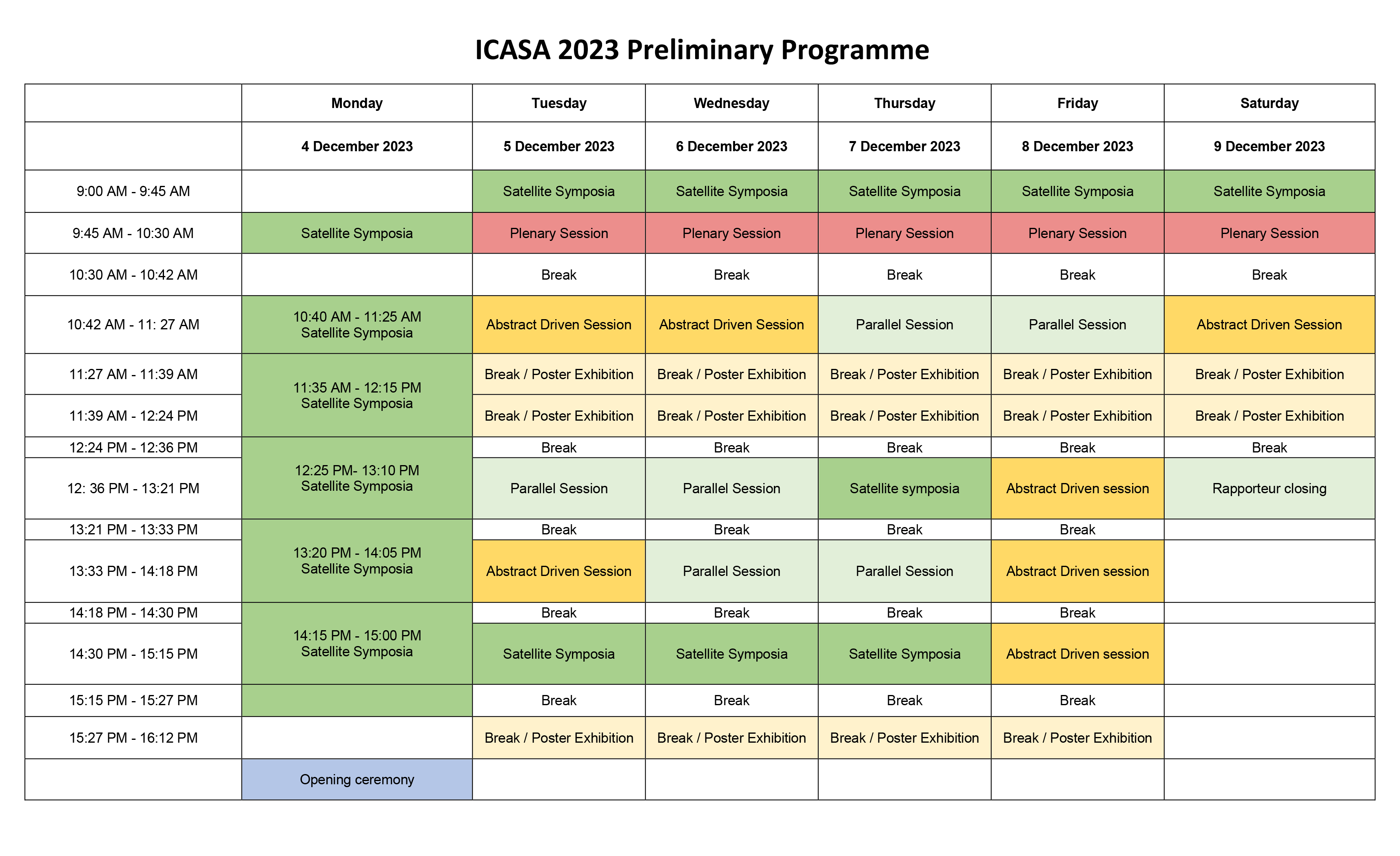 ICASA 2023 Preliminary Programme