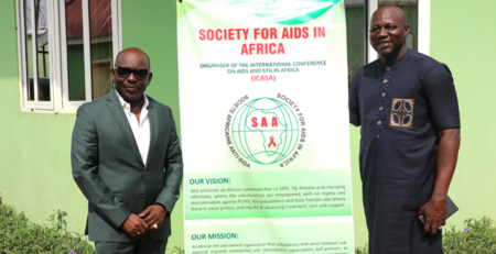 From left:. Luc Armand Bodea, ICASA Director/SAA Coordinator and Mr. Yatma Fall, President of the West Africa Federation of Persons with Disabilities