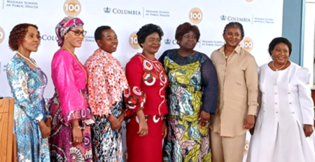 Left: First ladies from Botswana, Gambia, Kenya, Malawi, Mozambique, Namibia and Zimbabwe