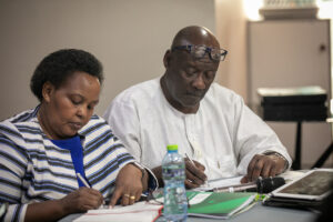 ICASA 2025 Assessment: Moments of truth as the assessments team ( Hon. Dr. David Pagwesese Parirenyatwa, SAA President/ICASA President and Dr. Emmy J. Chesire, SAA Board Member/ICASA Assessor) jots down key point during a presentation