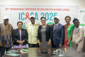 Group photograph of the Leadership of SAA, Representatives of the Government of Ghana, UNAIDS, CDC and PEPFAR at the Press Conference