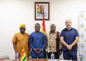 From left: ICASA Director, Mr Luc Armand Bodea, Ghana's Minister of Health, Hon. Kwabena Mintah Akandoh, Director-General of the Ghana AIDS Commission, Dr Kharmacelle Prosper Akanbong, and Mr Héctor Sucilla Pérez, Country Director for UNAIDS.