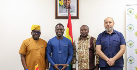 From left: ICASA Director, Mr Luc Armand Bodea, Ghana's Minister of Health, Hon. Kwabena Mintah Akandoh, Director-General of the Ghana AIDS Commission, Dr Kharmacelle Prosper Akanbong, and Mr Héctor Sucilla Pérez, Country Director for UNAIDS.