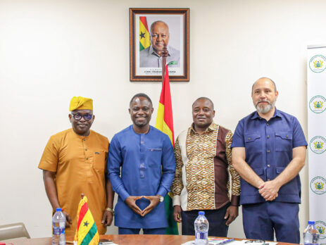 From Left: Mr. Luc Armand H. Bodea, Director of ICASA, along with the Director-General of the Ghana AIDS Commission and UNAIDS Country Director for Ghana, Dr. Héctor Sucilla Pérez, paid a courtesy visit to Ghana’s Minister for Health, Hon. Kwabena Mintah Akandoh, Accra, Ghana