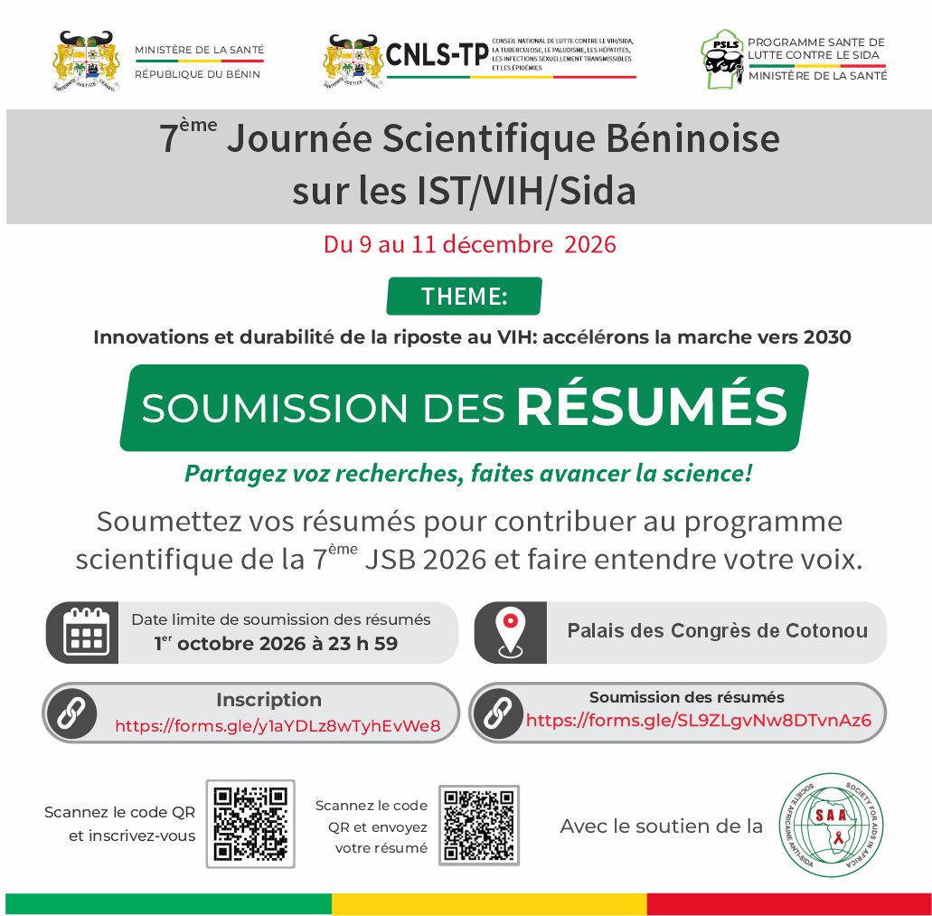 7ème Journée Scientifique Béninoise sur les IST/VIH/Sida 7ème Journée Scientifique Béninoise sur les IST/VIH/Sida